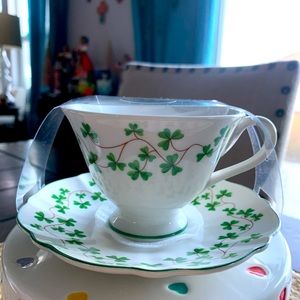 Grace Teaware Clover Teacup and Saucer for St. Patrick’s
